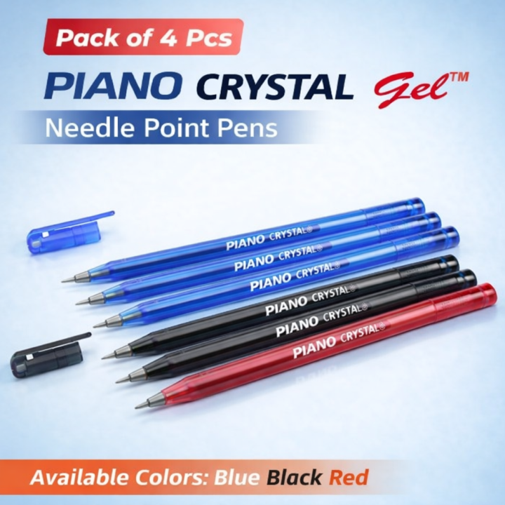 PIANO Crystal Gel Pen Special Needle Point Tip - Pack of 4 Gel Pen