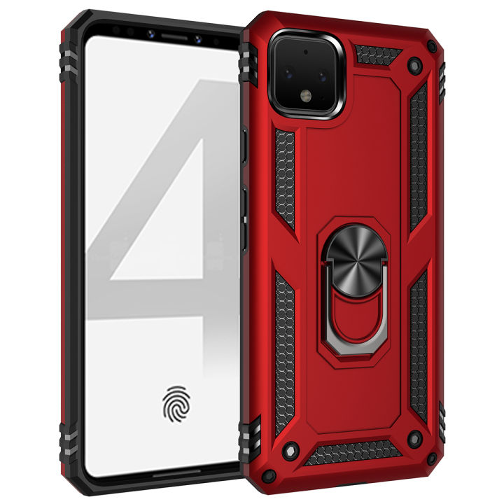 Shockproof Armor Case For Google Pixel 4 XL Phone Case Car Ring Stand Bumper Silicone Back Cover