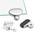 4 PCS Zinc Alloy Ellipse Shape Mirror Floating Glass Clip Set | Wide Mirror Clip Set & Glass Shelf Brackets | Bathroom Mirror Holder & Dresser Mirror Fixed Fitting. 