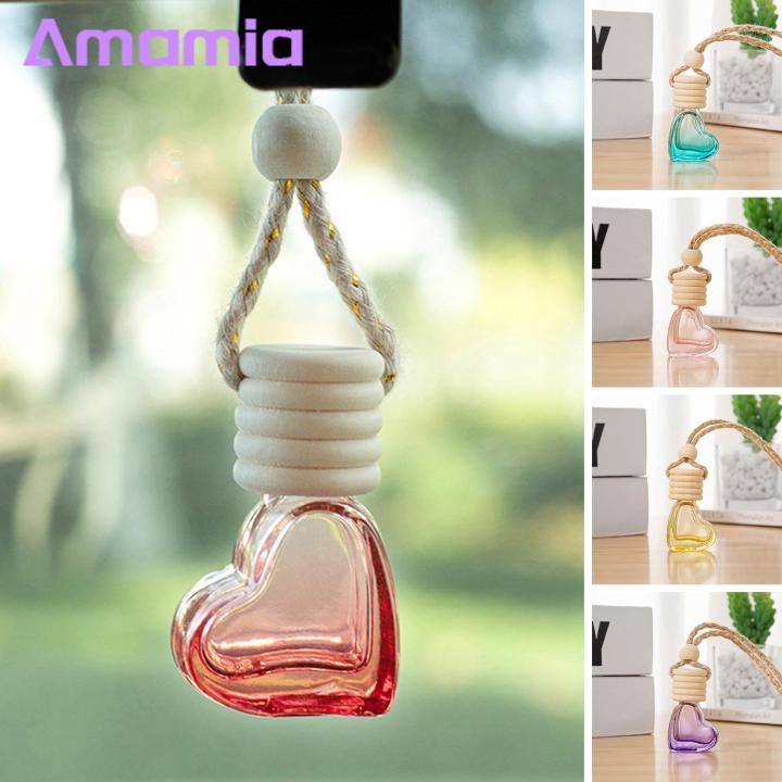 Cute Empty Perfume Bottle 6ml Heart Shape Refillable Perfume Bottle with Wood Lid Aromatherapy Essential Oil Pendant Perfume Bottle Decoration