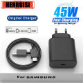 Original PD 45W Charger For Samsung Galaxy S22 S23 S21 S20 Ultra S10 Note 10+ 5G Plus A53 USB Type C Super Fast Charging Cable. 
