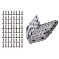 16 pcs Equerre de Coin - 40mmx40mm 90 Degree Right Angle Fastening Plugs Stainless Steel L Corner Shaped Braces with 64pcs Screws Accolade Corner Steel Gasket (Silver). 
