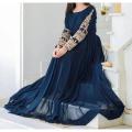 Stylish Embroidered Chiffon Maxi Full Flair (Only Maxi) Chiffon Maxi Dresses For Women. 