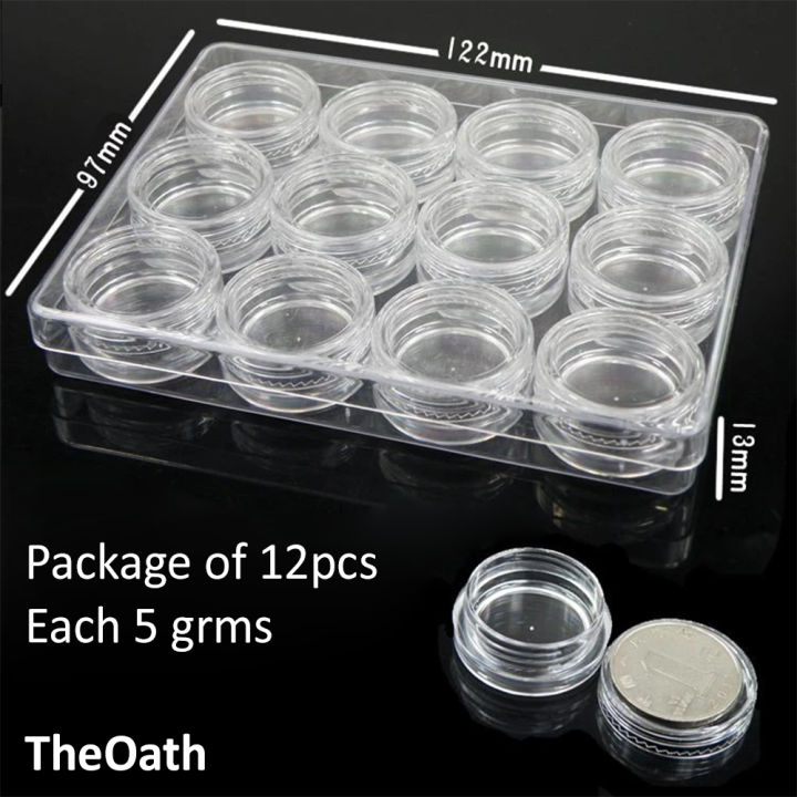 12pcs%205grams%20Empty%20Cosmetic%20Plastic%20Containers%20with%20Lid%20Clear%20for%20Cream%20Makeup%20Lotions%20Lip%20Balm%20Eyshadow%20Sample%20Glitter%20Storage,%20Mini%20Refillable%20Travel%20Jars%20Small%20-%20Image%208