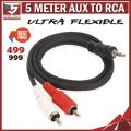 Branded New 3.5mm PC Aux Stereo To Dual 2 RCA Audio Cable MaleMale 5 Meters. 