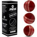 5RIDGE 3PCS Cricket Balls for Training - Soft & Safe Rubber Practice Cricket Ball Series for T20 and Test Match | White and Red. 