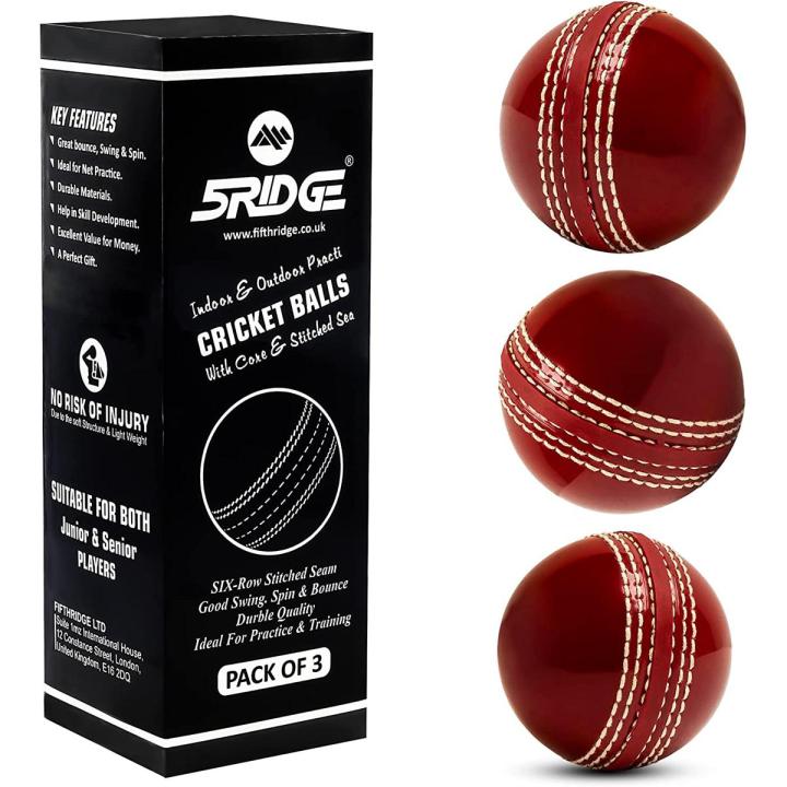 5RIDGE 3PCS Cricket Balls for Training - Soft & Safe Rubber Practice Cricket Ball Series for T20 and Test Match | White and Red