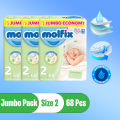 Pack Of 3, Molfix Diaper, Size 2, 3-6Kg, Mini, 68 Pcs, Economy Jumbo Packs. 