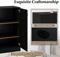 2-Door Storage Cabinet, Modern Floor Cabinet with 3-Tier Shelf, Freestanding Side Cabinet with Anti-Toppling Device, Storage Organizer for Living Room, Kitchen, Dining Room, Entryway. 