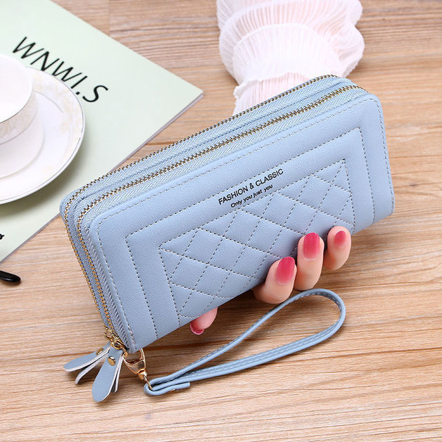 【Happytree】 PU Leather Women Wallets Long Double Zipper Coin Purses Female Brand Luxury Designer Clutch Phone Bag Carteras Para Mujer 2022
