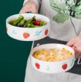Techmanistan Random Color - Fruit Print Bowl, Koreaan Tableware Cute Ceramic Bowl With Handle, Microwave Heating Bowl Instant Noodle Bowl. 
