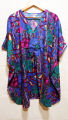 Printed V-Neck Short Drawstring Microfiber Tunic Shirt for Women. 