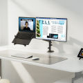ENRG NB North Bayou H180 Dual Arm 2 in 1 Combo Laptop Mount with Adjustable Tray for 10-17” Notebook Full Motion Monitor Desk Mount Arm Stand Full Motion Swivel Monitor Arm with Gas Spring for 17 - 32 Inches LCD And Monitor. 