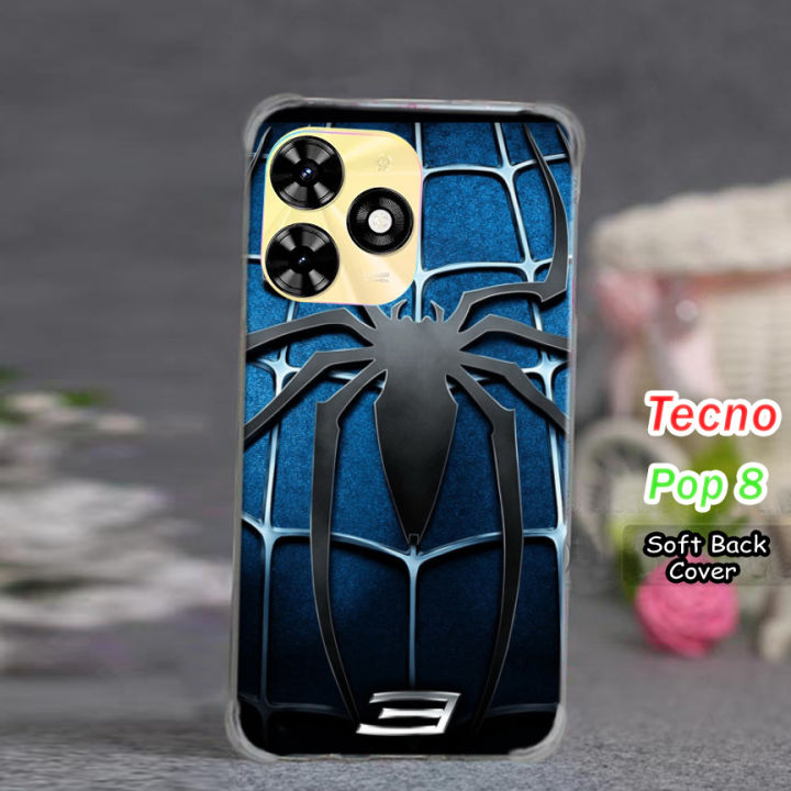 Tecno Pop 8 Pouch Cover  - Spider Man Soft Back Cover Case For Tecno Pop 8