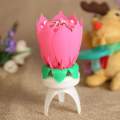 Musical Flower Rotating Birthday Candle With Happy Birthday Sound For Celebration. 