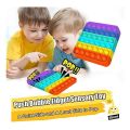 Silicon Rainbow Pop It Fidget Toy- Square Shape Stress and Anxiety Relief for Kids & Adults with Sensory Fun. 