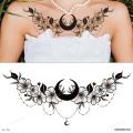 【Good-Love Store】body sticker temporary tattoos black henna lace sternum tattoo waterdecal flowers rose peonies mandala pattern. 