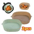 2Pcs Air Fryer Silicone Basket Silicone Mold Airfryer Oven Baking Basket Tray Pizza Fried Chicken Pan Liner Accessories. 