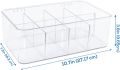 Plastic Acrylic Tea Bag Holder (Pack of 2) Plastic Tea Box Organizer With Lid - 8 Compartments Tea Organizer for Kitchen Countertops, Cabinets, Pantry (Clear). 
