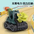 Dinosaur toy car pull back engineering car set excavator mixer crane crane fall-resistant beach toy car male. 