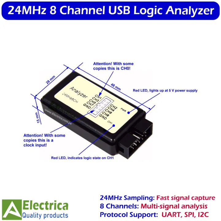 24MHz 8 Channel USB Logic Analyzer for ARM FPGA Debugging 24M Sampling ...