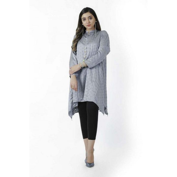 EGO Summer Collection 2019  Circles  Grey Crinkle Polyster Viscose Kurti For Women