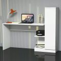 Multipurpose Home Office Computer Writing Desk with Side Shelves Modern Desk With Shelf White. 