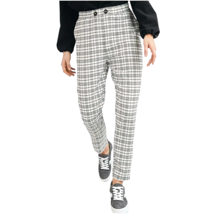 Next Women Peg Monochrome Check Trousers: Chic And Versatile Bottoms For Every Occasion