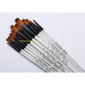 Keep Smiling A6075F 12pcs Drawing Paint Brush Set Wooden Flat- sizes 1 to 12#. 