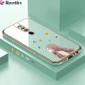 Jizetin (Free Lanyard) for OPPO F11 Pro Back Cover Butterfly Girl Luxury 6D Plating Case Side Pattern Soft Silicone Square Mobile Phone Cases. 