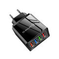 Ulti-Charger QC 3.0 USBC Power adapter Color 4-Port with Fast Charger 3A Tablet Travel Charger US EU and UK Black or White. 