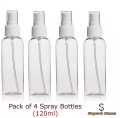 Refillable Fine Mist Spray Bottle 120ml (Pack of 4) Mini Empty Plastic Spray Bottles Travel Portable, Makeup Bottle, Refillable Perfume Bottles Makeup Container. 