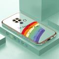 Luxury 6D Plating Case for Huawei Mate 20 Smile Rainbow Lover Heart Side Pattern Back Cover Soft Silicone Square Frame Shiny Bling Phone Cases + Free Lanyard. 