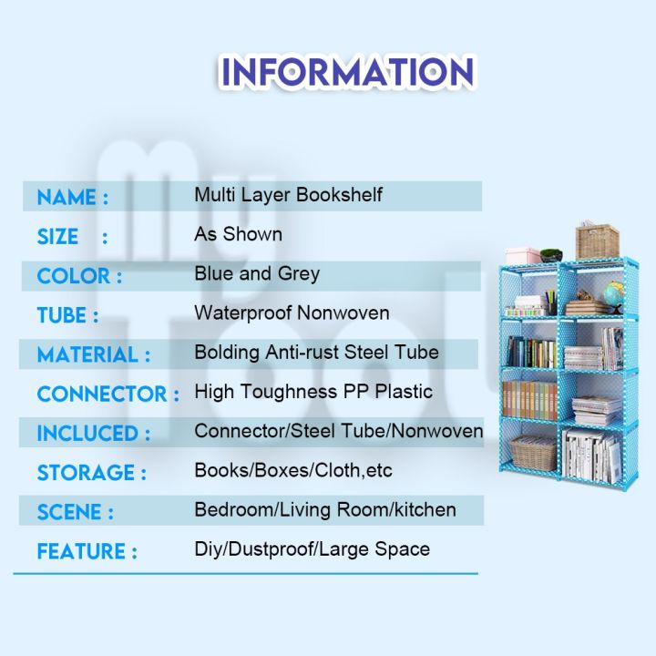 Adjustable%20Bookshelf%20%7CBook%20rack%20Multi-Compartment%20Bookcase%20with%20Rear%20Wall%20Cloth%20&%20Front%20Curtain%20for%20Bedroom%20-%20Image%206