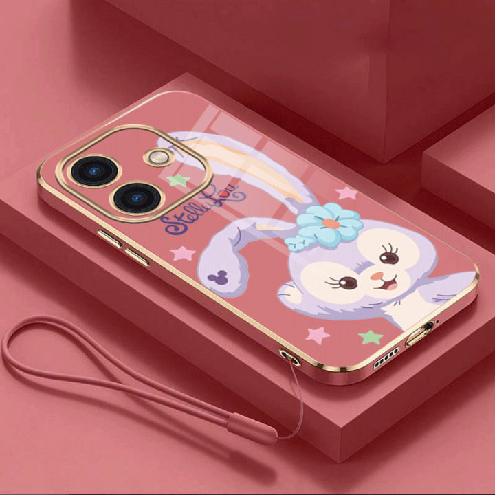 realme Note 60 Note 60x note60 50 Luxury Cute Stellalou Casing Square Edges Plating Back TPU Soft Case with Lanyard Cover