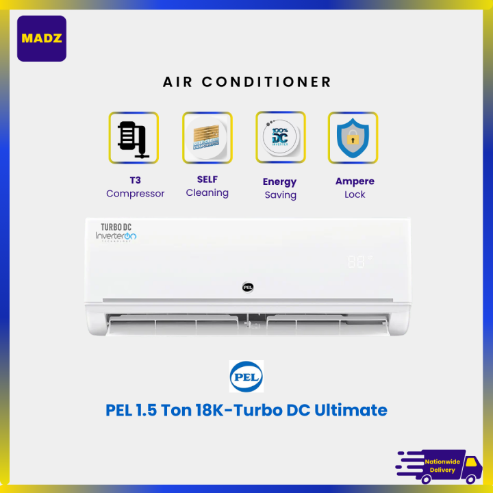 PEL 1.5 Ton InverterOn 18K - Turbo DC Ultimate I Ampere Lock | T3 Compressor | (H&C) Air Conditioner