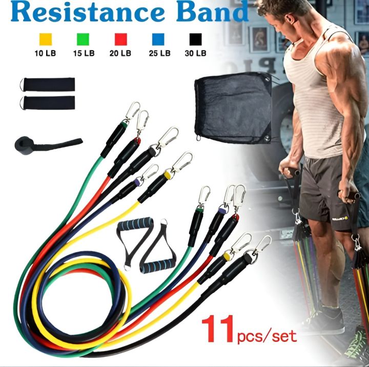 Power Resistance Band Set - 11 PCS Fitness Bands for Exercise, Pull Ups, and Workouts - Ideal for Men and Women - Includes Resistant Bands for Exercise Cricket, Bowler Training, and Tummy Workouts
