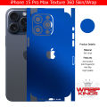 iPhone 15 Pro Max Skin/Wrap 360 Protection Sheet/ Carbon fiber/ Matte/ Transparent/ Lamination Back And Sides Included Camera Skin. 