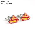 HANCHANG Accessories Superman Cufflinks s Logo Cuff Button Fashion Superhero Enamel Charm Jewelry For Men Shirt Jewelry. 