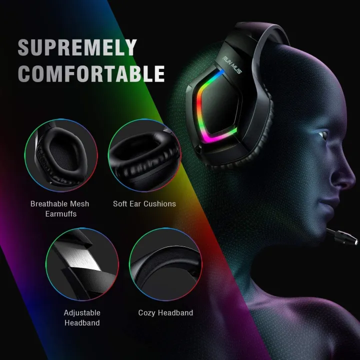 ORANGLES PRO II RGB Gaming Headphones with Noise Cancelling Mic, 7.1 Surround Sound, Super Bass, Vibration, Soft Memory Foam Ear Cushions, for PC, PS4, Mobile, Laptop, and Gaming Consoles - high resolution display - exposing craftsmanship - Image 2 of 3 | built for everyone | PRO II RGB Gaming Headphones with Noise Cancelling Mic, 7.1 Surround Sound, Super Bass, Vibration, Soft Memory Foam Ear Cushions, for PC, PS4, Mobile, Laptop, and Gaming Consoles for sale Georgia | Free Shipping ORANGLES