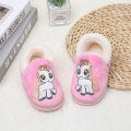 Winter Unicorn Slippers Kids Girl Flip Flop Baby Boys Slides Cotton Indoor Shoes Warm Fluffy Children Home Shoes. 