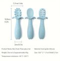 Baby & Toddler Spoon   All Natural Wooden Spoon Set w/Soft Curved Food Grade Silicone Head, Self-Feeding Utensils, BPA Free, Toddler & Child Tableware. 