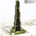 Burj Khalifa Metal Tower Model For Home & Office Decoration - Antique Golden With Diamonds Embedded. 