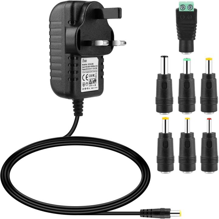 EFISH Power Supply Adapter 12V 1A 12W,Power Plug for 12V Home Appliances+7Plugs Black