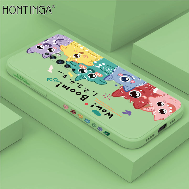 Hontinga for OPPO Reno2 F Case Cartoon Cute Monster Side Design Back Cover Soft Square Edge Liquid Silicone Phone Cases
