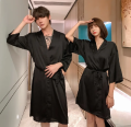 Bridal Nightwear Couple Gown, Silky Black Jersey, Elegant Sleepwear and Loungewear. 
