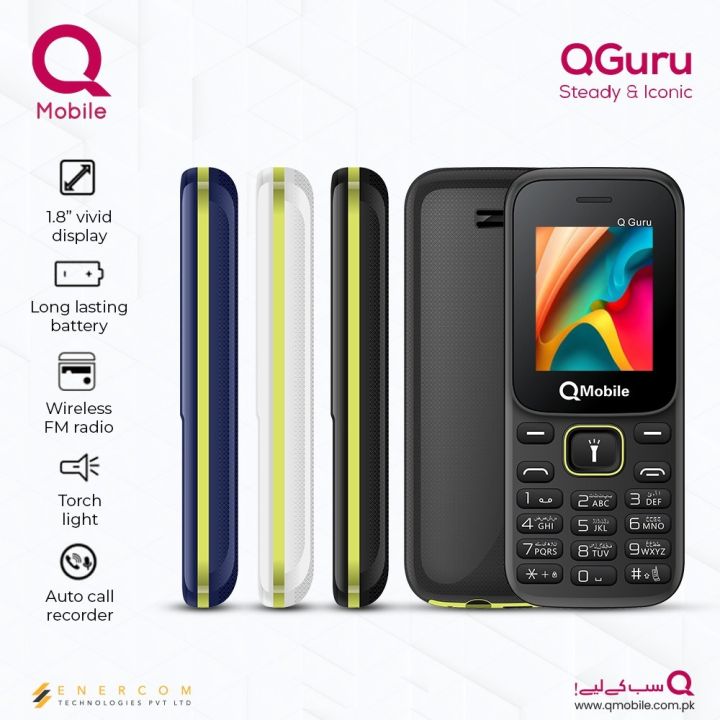 Qmobile QGuru - Dual Sim - Without Camera - PTA Approved - 1.8 Inch Display - 1000mAH Battery - 1 Year Brand warranty