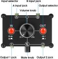 MC22 Mini  Stereo Audio Switcher Passive Speaker Headphone Manual Selector Splitter Box Audio Sharing (2-IN-2-OUT). 