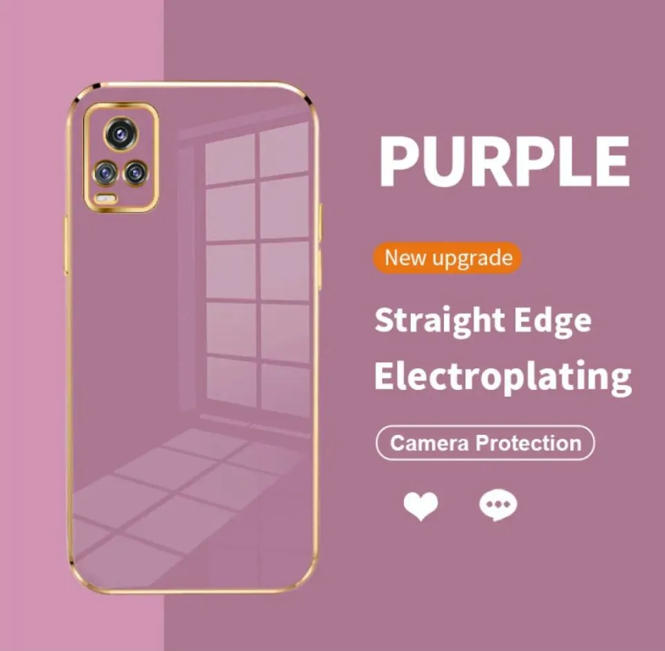 Vivo Y73 Back Cover Luxury 6D Plating Soft Case Camera Lens Protection  Square Frame Silicone Glossy Shockproof Mobile Phone Cases- Vivo Y73 Girls 