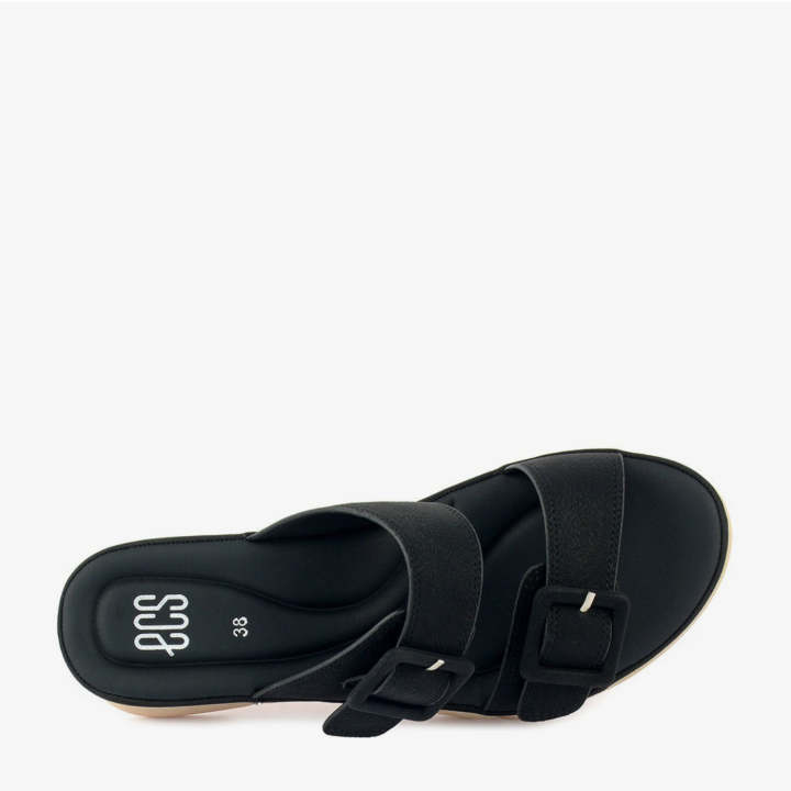 ECS%20Double%20Buckle%20Wedge%20Slipper%203%20Inch%20Heel%20Slippers%20For%20Women%20-%20Image%203